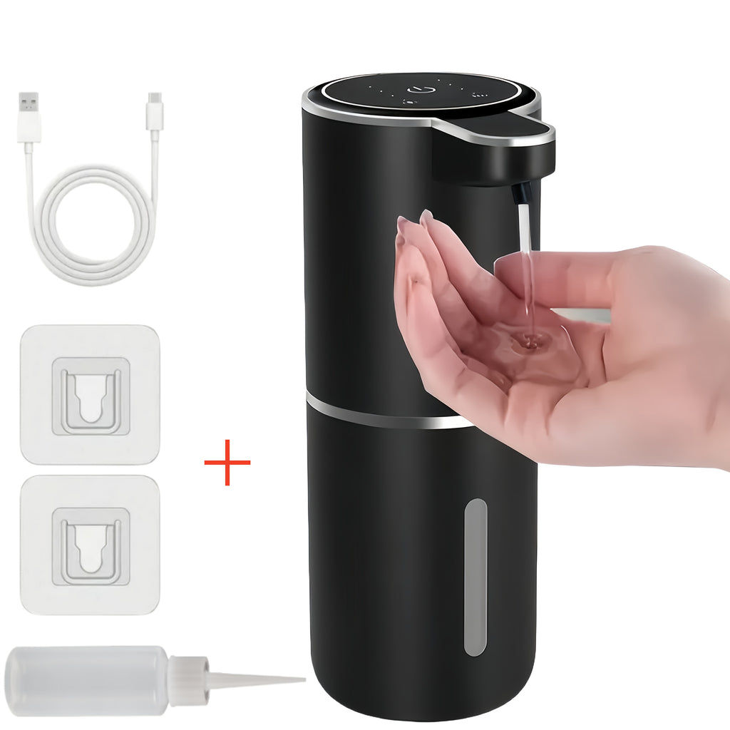Smart Sensor Automatic Soap Dispenser Nickel Wall-Mount USB Quick Charging with Power Display, 4-Level Adjustable Flow Rate, No-Touch 400ml Foam & Liquid Soap Dispenser for Bathroom Kitchen