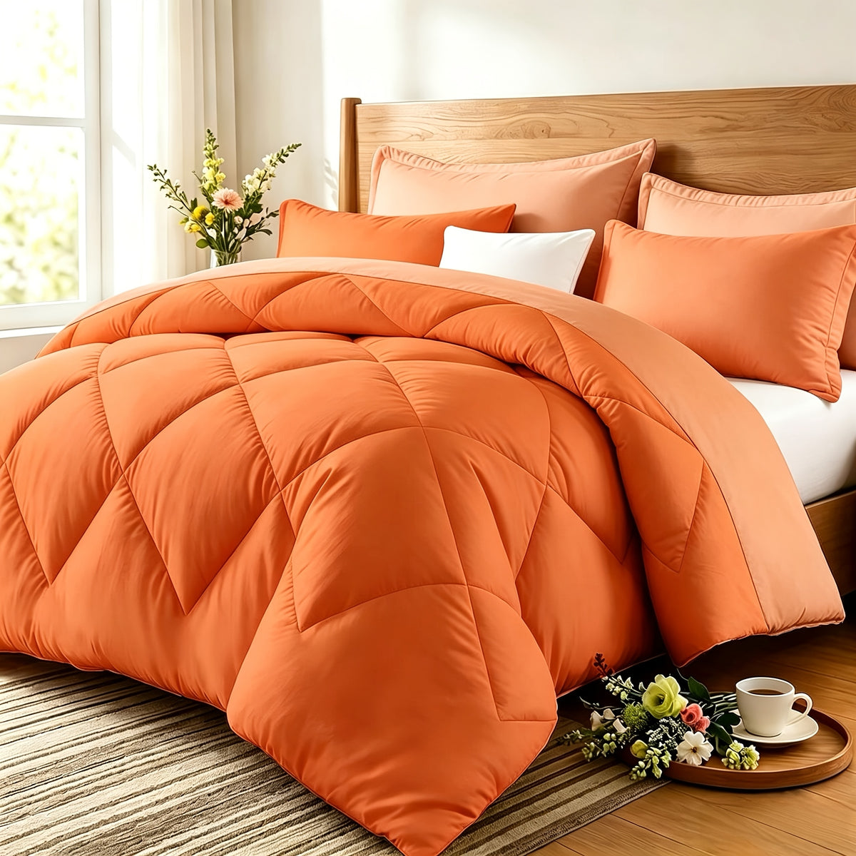 Quilt Set 3 Piece Lightweight Breathable Comforter with Pillowcases - Diamond Pattern Ultra-Fine Fiber Soft Bedding Set 42 Colors Twin Queen King Pinch Pleat