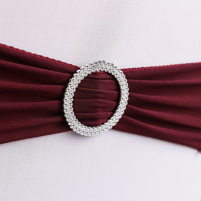 Chair Sashes 100-Pack – Milk Fiber & Spandex Stretch Sash Bands with Buckle, Snap-Back Elasticity, Wedding Party Banquet Decor, 8 Colors