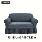 Elastic Sofa Cover with Skirt Full Coverage Printed Slipcover Machine Washable Universal Fit 2 3 4 Seater Couch Protector Living Room