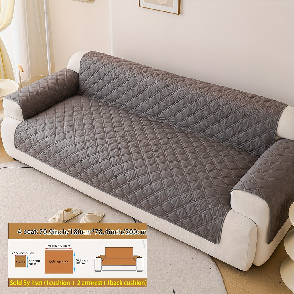 Soundwave Embossed Sofa Cover Set 3-Piece with Armrests – Pet Friendly Anti-Slip Furniture Protector, Durable Sofa Set Decoration Cover in Various Colors & Sizes