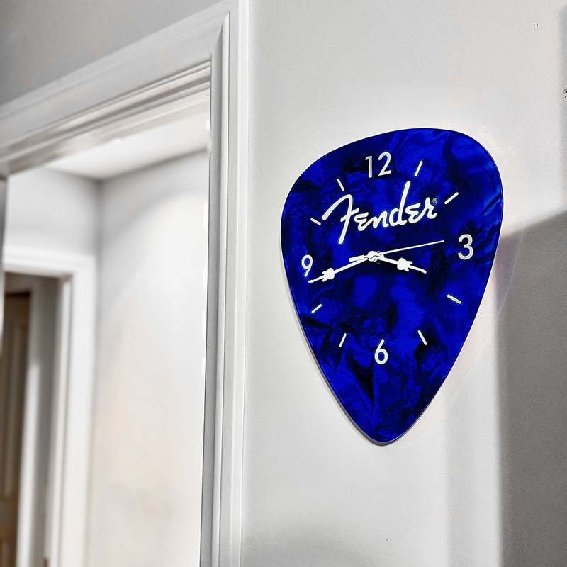 Guitar Pick Wall Clock Blue – Unique Music Lover Home Decor, Battery-Powered Silent Decorative Clock for Bedroom, Studio & Living Room