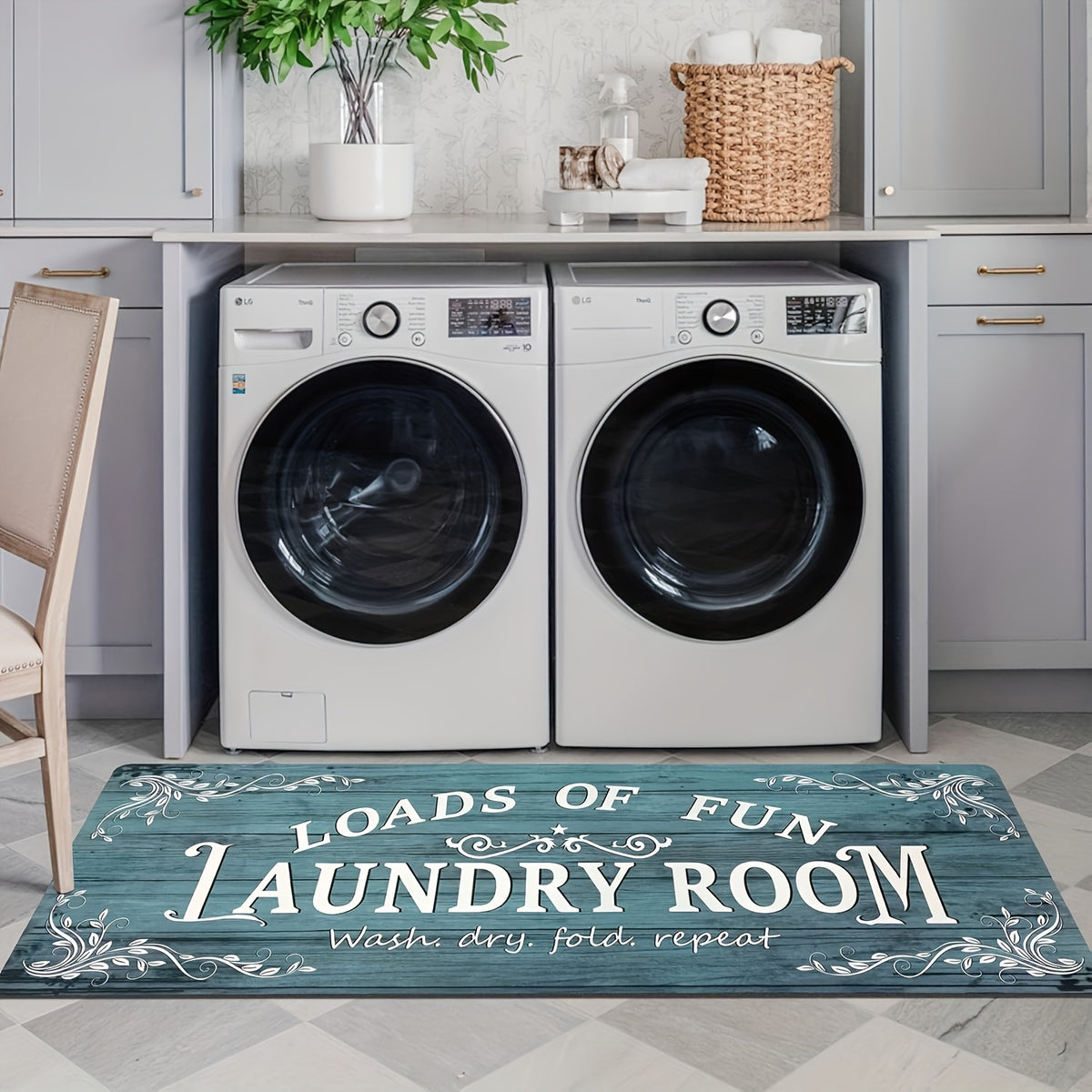 Laundry Room Rug Non-Slip Runner Washable Easy Clean Mat – Floor Protection for Washer Dryer Front, Laundry Area & Home | Multiple Sizes & Colors