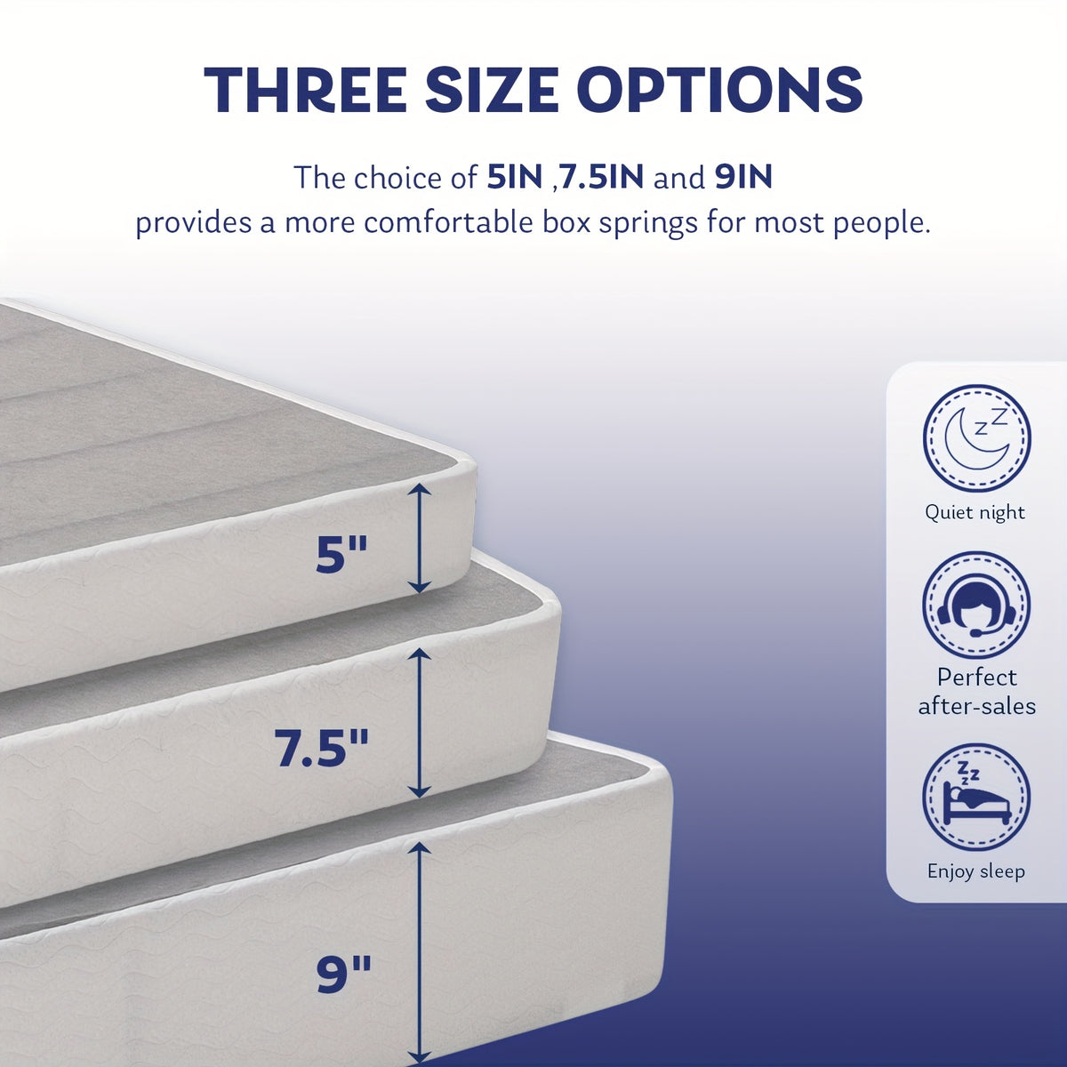 Box Spring Foundation | 5", 7.5" & 9" High Profile Strong Metal Frame, Quiet Noise-Free, Easy Assembly – Twin, Full, Queen, King