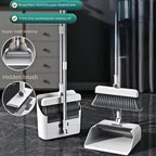 Broom and Dustpan Set 3-in-1 4-in-1 Long Handle Non-Stick Hair Foldable Rotatable Floor Sweeper for Home Office Outdoor Hardwood Tile Indoor Cleaning