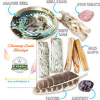 Floraeva Home Cleansing & Incense Gift Set – White Sage, Palo Santo, Abalone Shell, Crystal Stone, Incense Feathers & Stand for Home Protection, Positive Energy, Spiritual Decor & Holiday Gifting