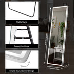 Smart LED Touch Sensor Full-Length Mirror with Adjustable Brightness – Wall-Mount & Freestanding Slim Modern Frame for Vanity, Bedroom & Dressing Room Lighting