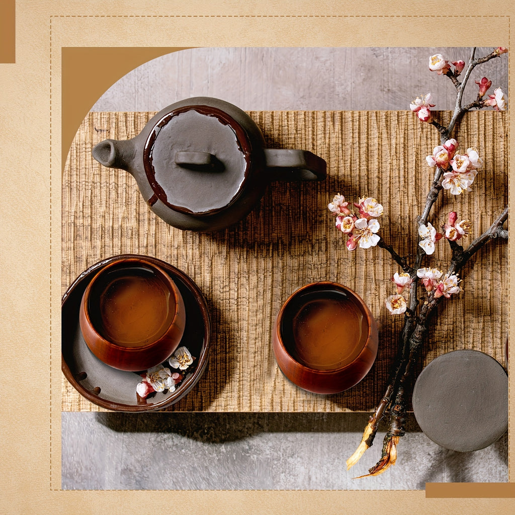 Wooden Tea Cups Set of 10 | Japanese Solid Wood Coffee Mugs 6oz Natural Drinking Teacup for Milk Hot Drinks Home & Kitchen