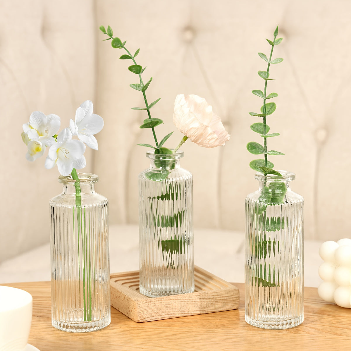 Striped Bud Vases Set of 12 24 36 Modern Mini Clear Flower Vases for Wedding Centerpieces Birthday Anniversary Party Table Decor – Mother's Day Vase Set