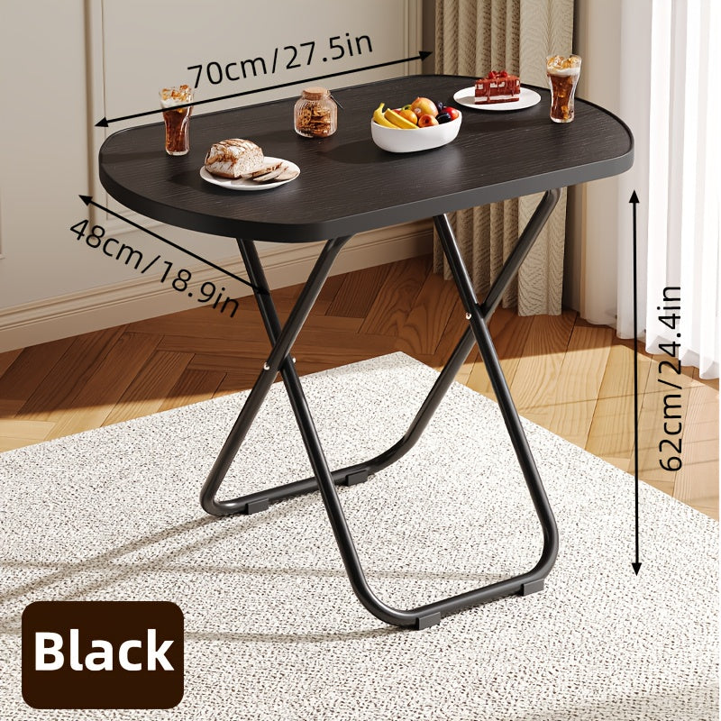 Foldable Tray Table – No Assembly TV Dinner Tray for Eating on Bed Sofa Living Room, Stable Snack Table, Normal & Large, Black White Walnut