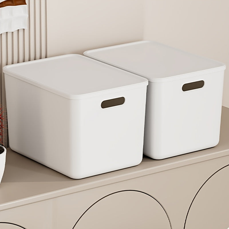 13-Inch Square Plastic Storage Bins 4-Pack with Handles Lid & No-Lid Options White Wardrobe Storage Box Set for Clothes Tools Closet Shelves – Premium Home Organization Containers