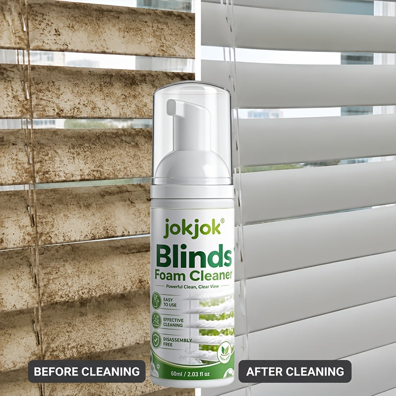 Window Blind Foam Cleaner Spray 2.03 oz – Fast-Drying Glycerin Formula Removes Dust, Stains & Odors from Metal & Plastic Blinds, No Disassembly, Includes Bonus Towel