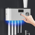 Wall Mounted Toothbrush Holder No Drill 4 Slot Bathroom Toothpaste and Toothbrush Storage Rack Modern Bathroom Organizer White Grey Space-Saving Bathroom Accessories