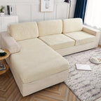 Leaf Jacquard Sofa Cover Set of 6 – High Elasticity Concubine-Style Sofa Cushion Cover with Elastic Band, Easy Install Removable Washable Furniture Protective Cover, Valentine's Day Home Decor