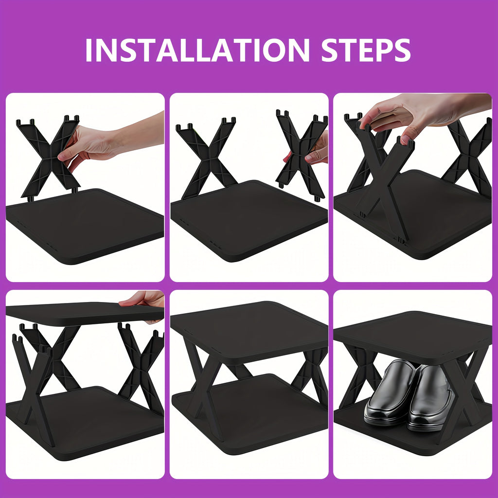 Stackable Shoe Rack Organizer 6 or 9 Tier – Plastic Vertical Shoe Shelf for Entryway, Hallway, Bedroom & Closet, Holds 6–9 Pairs, Easy Assembly, Black or White