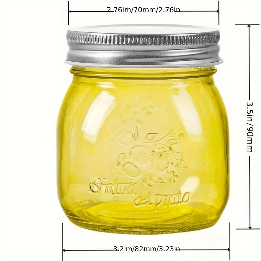 Colored Mason Jars 8oz with Metal Lids 12 Pack Regular Mouth Canning Jars for Jam Honey Pickling Food Storage - DIY Spice Jars for Wedding Favors Baby Shower Gifts Jelly