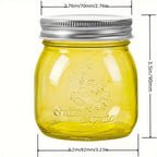 Colored Mason Jars 8oz with Metal Lids 12 Pack Regular Mouth Canning Jars for Jam Honey Pickling Food Storage - DIY Spice Jars for Wedding Favors Baby Shower Gifts Jelly