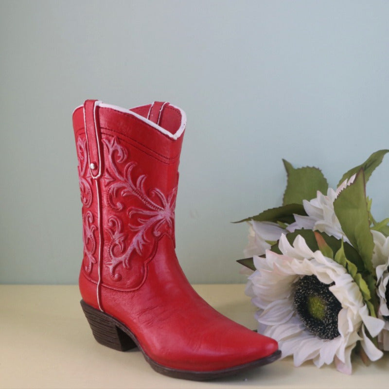 Western Cowboy Boots Resin Vase Ornament Hydroponic Flower Arrangement Container – Creative Light Luxury Living Room Home Decoration Decorative Accent Piece