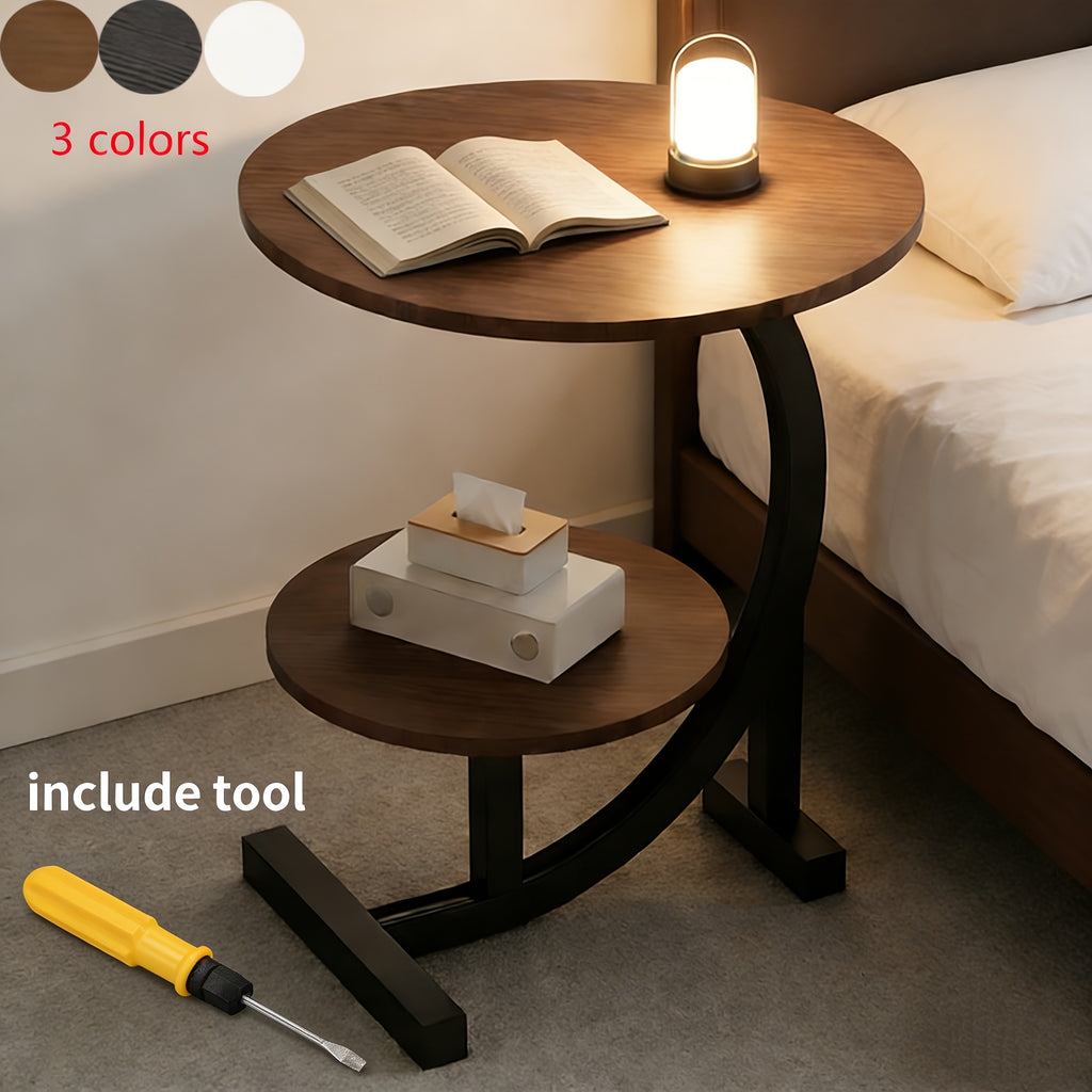 Metal Frame Side Table – 1 or 2 Tier | Indoor & Outdoor Bedside Table | Lightweight & Space-Saving | Living Room, Balcony, Office
