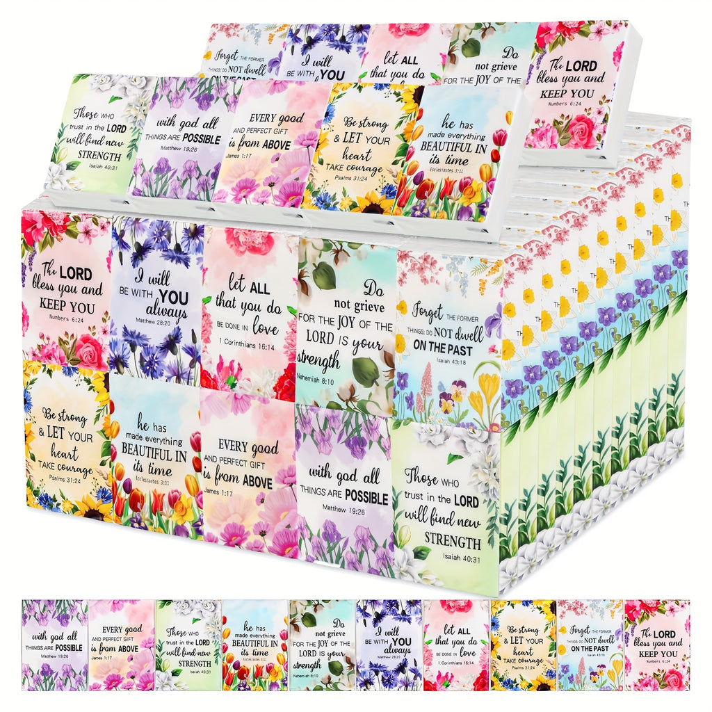 Inspirational Bible Verse Pocket Tissues 100pcs – Individually Wrapped 3-Ply Motivational Quote Tissues for Weddings, Church Events, Thanksgiving Gifts & Party Favors