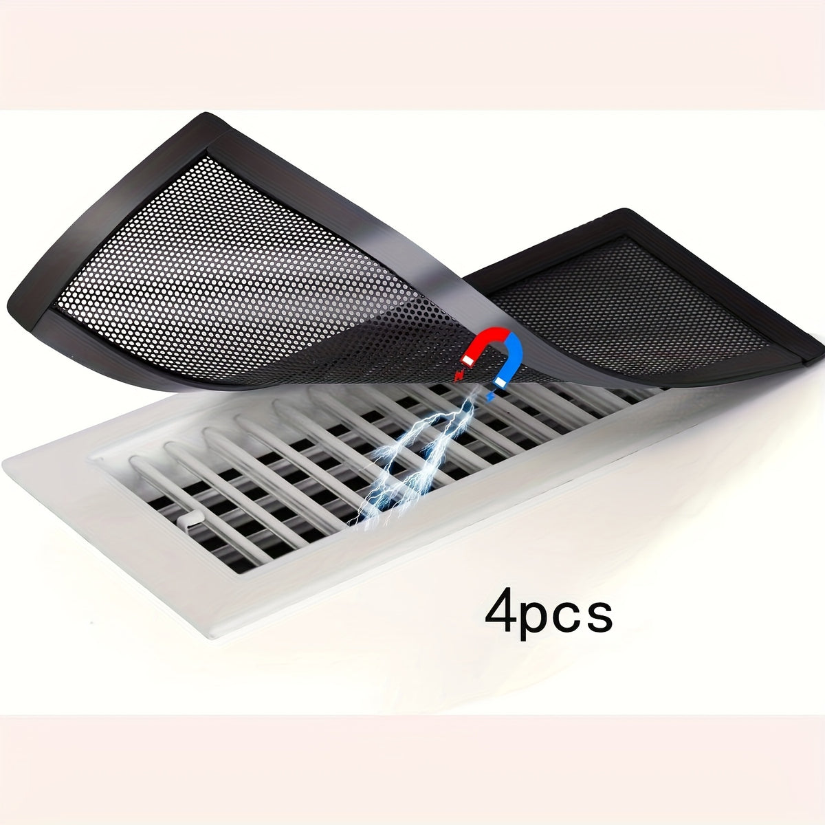 Magnetic HVAC Vent Covers for Floor Wall Ceiling PVC Air Vent Screen with Mesh Filter Tool-Free Installation Pest Control 4 & 5 Pack