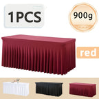 Rectangle Tablecloth with Skirt Wrinkle-Resistant Table Cover for Weddings Birthdays Graduations Black White Red 1 2 4 8 Pcs