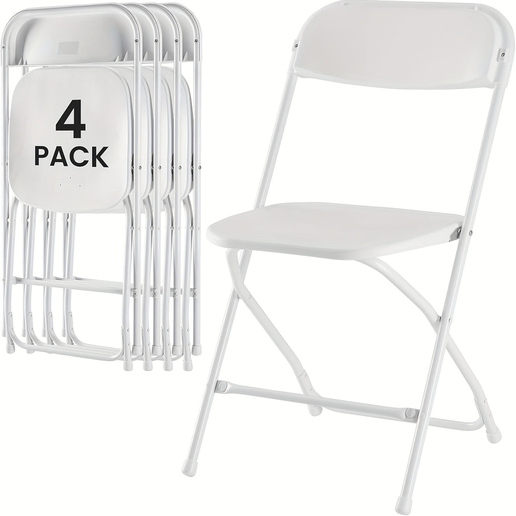 Stackable Folding Dining Chairs 350 Lbs Capacity Steel Frame for Kitchen Dining Room Catering & Outdoor Parties – Space-Saving Plastic Chairs