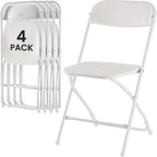 Stackable Folding Dining Chairs 350 Lbs Capacity Steel Frame for Kitchen Dining Room Catering & Outdoor Parties – Space-Saving Plastic Chairs