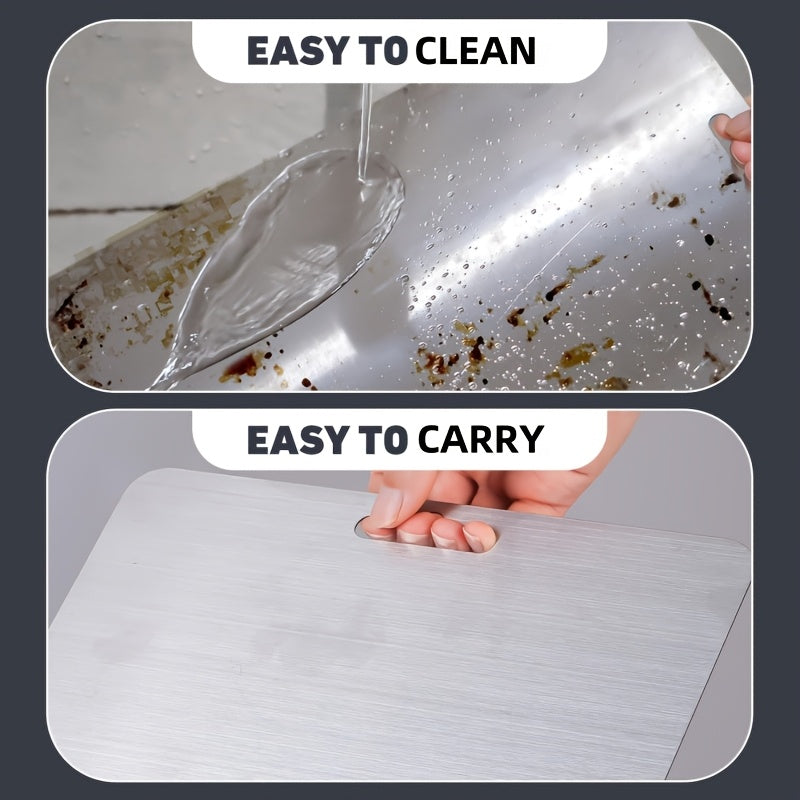Stainless Steel Cutting Board Set 3 Piece - Dual-Sided SUS304 Metal Chopping Boards Non-Stick Rust-Resistant BPA-Free Portable for Kitchen Camping Picnic, Meat Fruit Vegetables