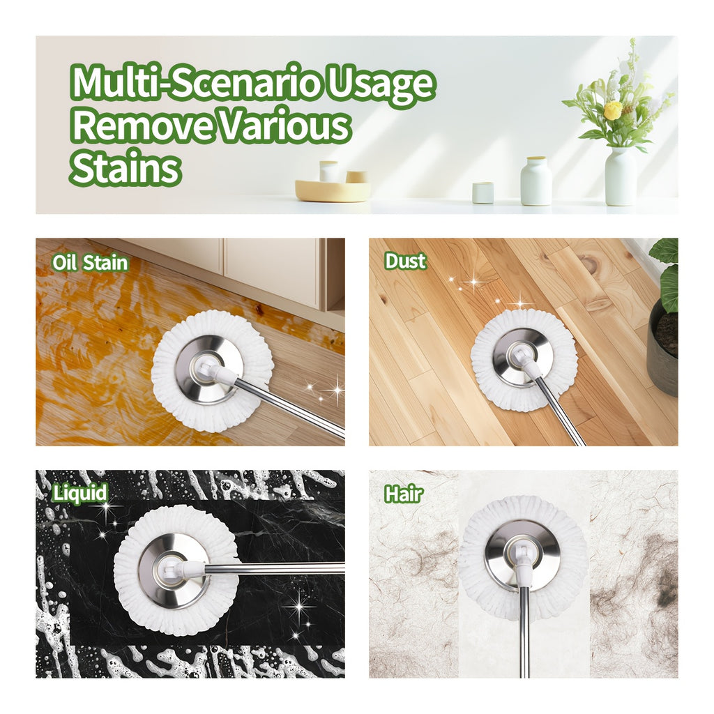 Spin Mop and Bucket Set with Wringer, 360° Dual-Drive Wringing System, 3 Microfiber Mop Heads for Hardwood Tile Marble Laminate Floor Cleaning