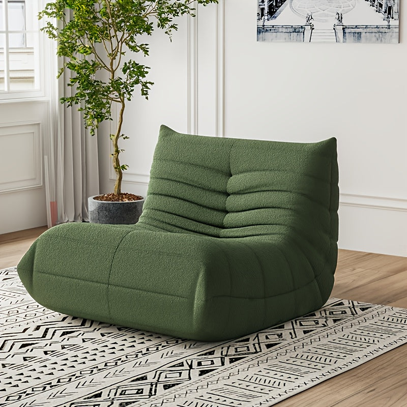 Caterpillar Floor Bean Bag Sofa – Teddy Velvet High-Density Foam Ergonomic Lounge Sofa, 1-2-3 Person, for Living Room Bedroom Game Room, Multiple Colors