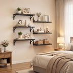 Farmhouse Floating Wall Shelves 3/6pcs Heavy Duty Long Ledge Shelf Set for Bedroom, Bathroom, Living Room & Kitchen Decor, Wall Mounted Storage Shelving for Home Organization