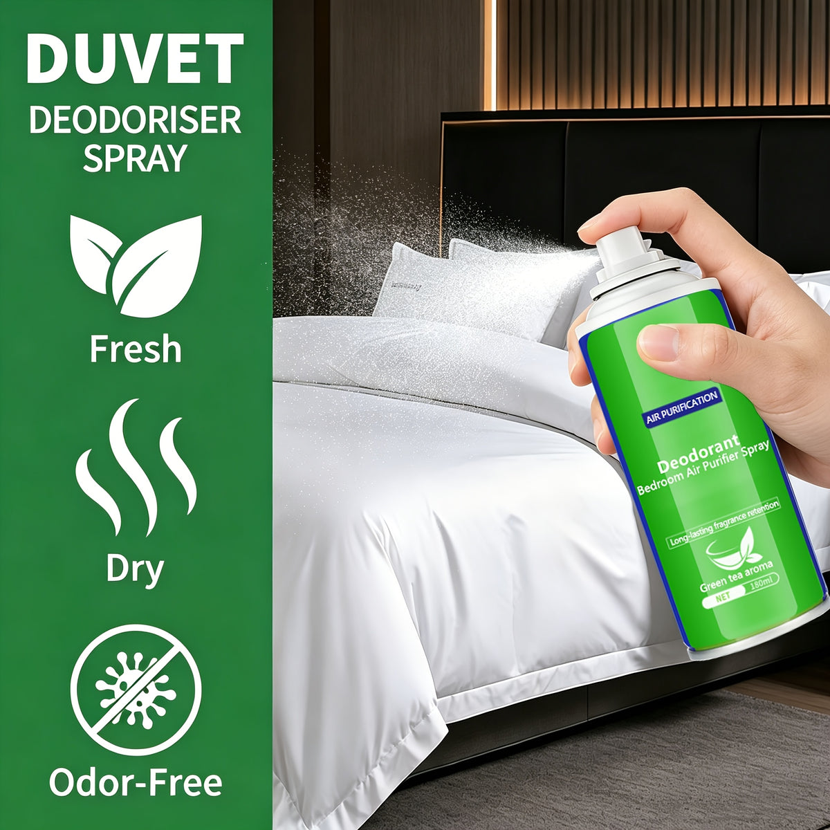 Bed & Fabric Fresh Spray 6.09oz – Natural Deodorizer for Quilts, Pillows & Bed Sheets, Long-Lasting Mild Formula