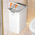 Wall-Mounted Odor-Sealing Trash Can with Lid – Space-Saving Rectangular Plastic Waste Bin, No Power Needed, Minimalist Design for Bathroom, Bedroom, Office & Dorm, Easy to Clean