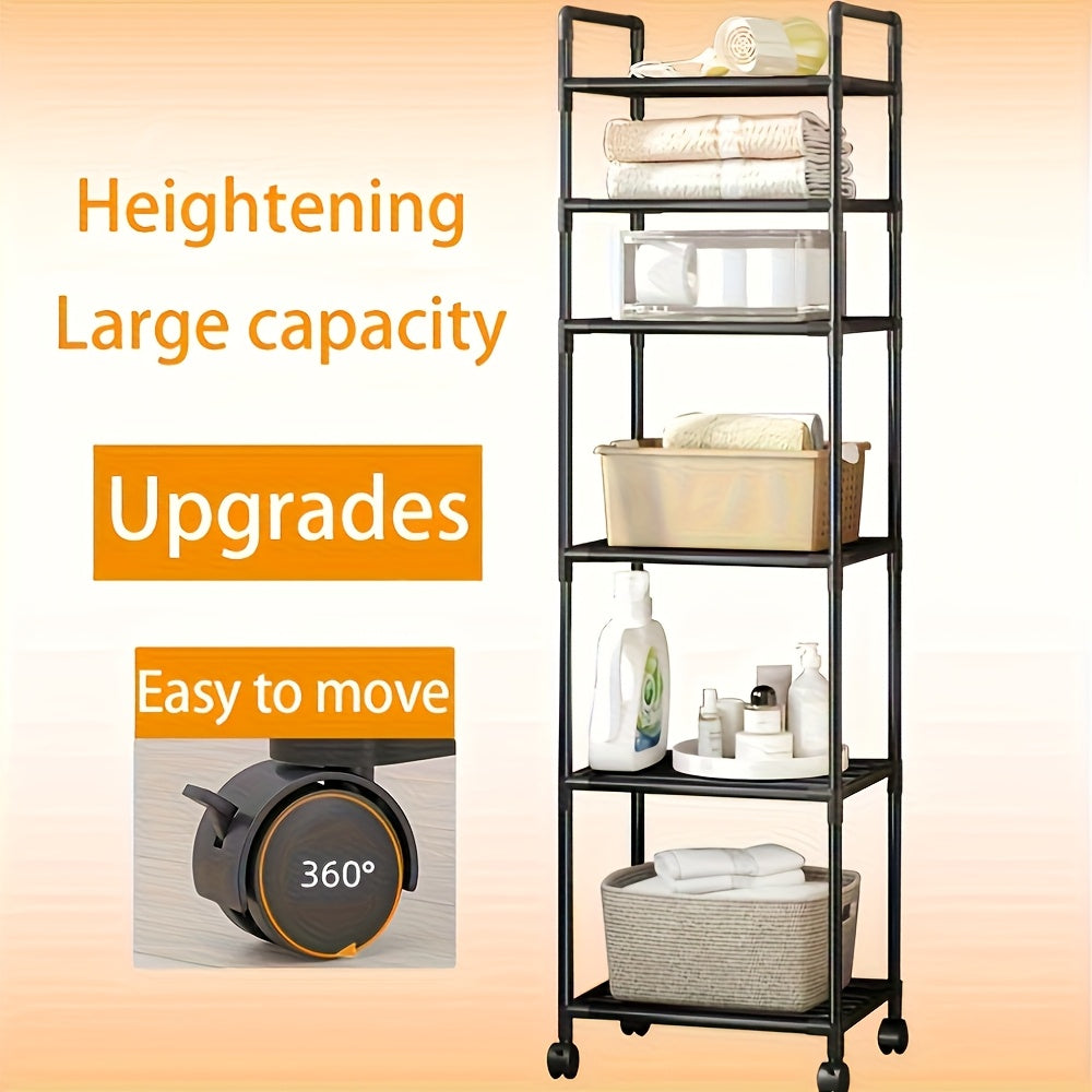 6-Tier Heavy-Duty Freestanding Storage Shelf with Leveling Feet – Stainless Steel Reinforced Shelving Unit for Pantry Kitchen Garage Workshop, Space-Saving Upright Rack, No Installation Required