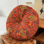 Boho Round Floor Cushion Pillow Thick Filling - Bohemian Decorative Accent Pillow for Sofa Living Room Bedroom, 6 Colors, 2 Sizes