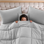 5-Piece Comforter Set – Reversible Quilted Down Alternative Bedding Set with Pillow Shams, Bed Skirt & Cushion | All Season | Twin, Queen, King