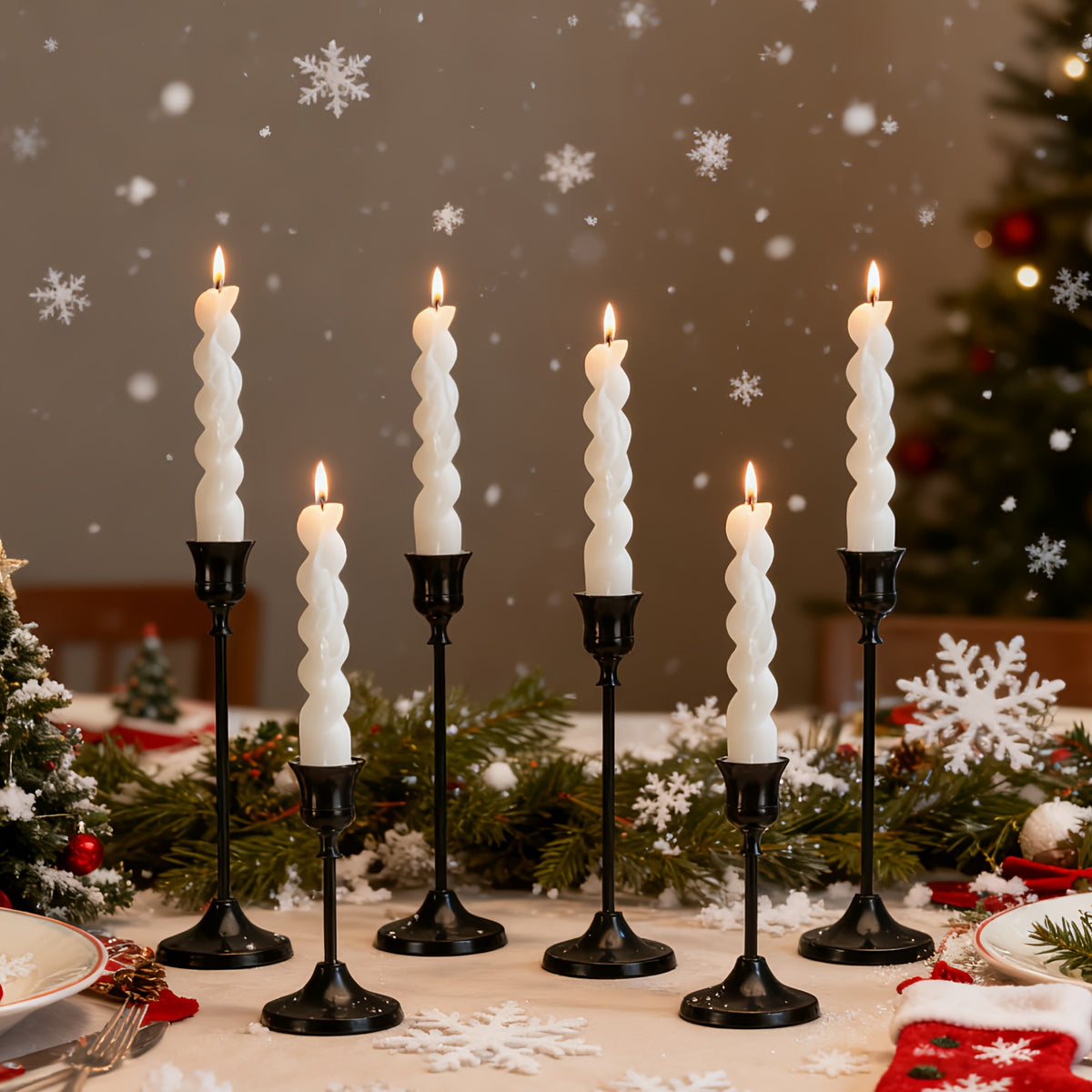 Metal Taper Candle Holders Set Elegant Detachable Base for Wedding Centerpiece Candlelit Dinner Table Decor Home Accent Copper and Black Set of 6 12 36