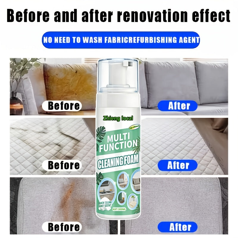 Dry Cleaning Stain Remover Spray 10oz, No Water Needed Waterless Cleaner for Sofa Mattress Carpet Clothes Curtains, Multi-Surface Fabric Stain Remover Safe Formula