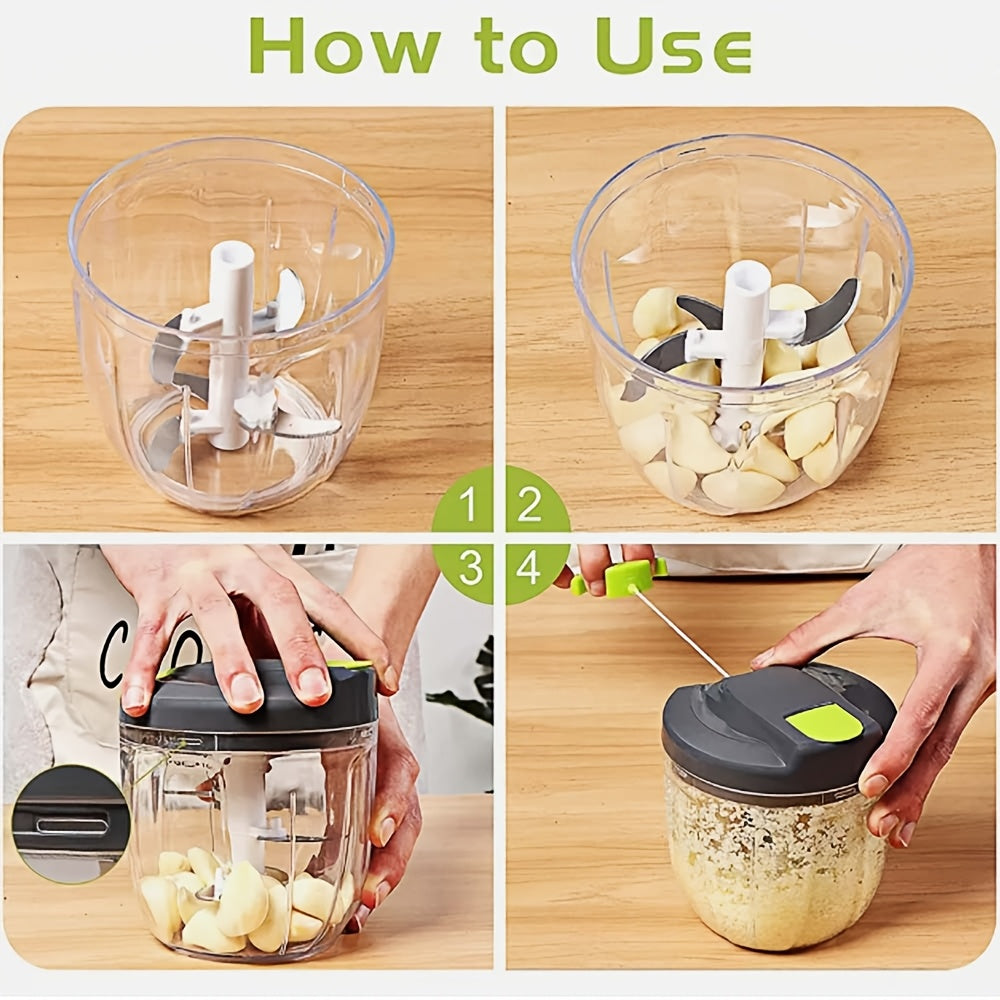 Multifunctional Vegetable & Food Chopper with 3/5 Interchangeable Blades - 900ml Container | Onion, Garlic, Carrot, Salad Chopper