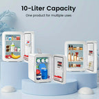 Portable Mini Fridge 15 Can 10 Liter Cooler with AC & DC Adapters – Compact Skincare & Beverage Refrigerator for Bedroom, Dorm, Office & Car – 1.06 or 2.64 Gal