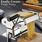 2-in-1 Pasta Maker Machine with Roller & Cutter - 8 Adjustable Thickness Settings, Makes Spaghetti, Fettuccine, Lasagna & Dumpling Wrappers