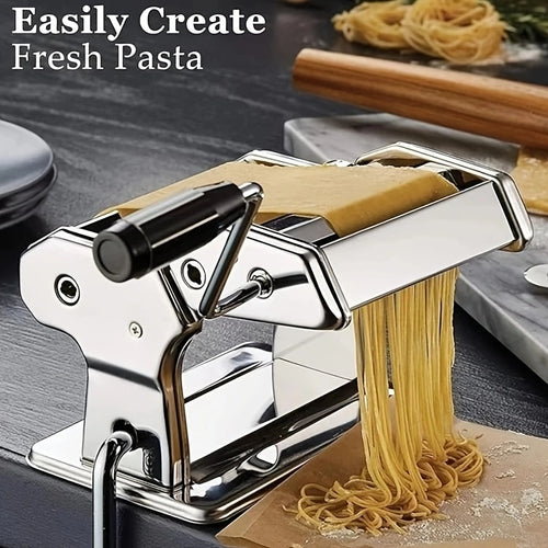 2-in-1 Pasta Maker Machine with Roller & Cutter - 8 Adjustable Thickness Settings, Makes Spaghetti, Fettuccine, Lasagna & Dumpling Wrappers