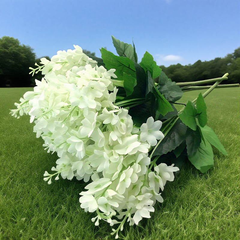 White Hyacinth Artificial Flower Bouquet 35pcs – Realistic Fade-Resistant Faux Flowers for Indoor & Outdoor Weddings, Gardens, Offices & Home Decor, Maintenance-Free Plastic Floral Arrangement, No Container