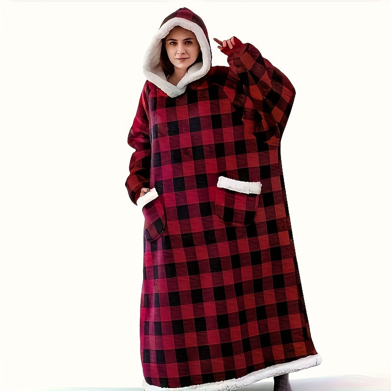 Wearable Blanket Hoodie Oversized Flannel with Pockets Super Soft Warm Cozy Sweatshirt Blanket for Women Men Adult Winter Extra Long Multiple Colors