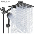 3-Way Rain Shower Head System Dual Heads with Handheld Spray High Pressure Extension Arm 8 10 12 Inch Black Chrome