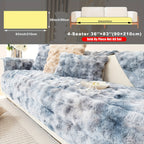 Faux Lamb Fluffy Sofa Cover Modern Gradient – Thick Plush Pet-Friendly Polyester Sofa Protector, Machine Washable 450-500g Fabric for Single, Double, Triple & Combination Sofas