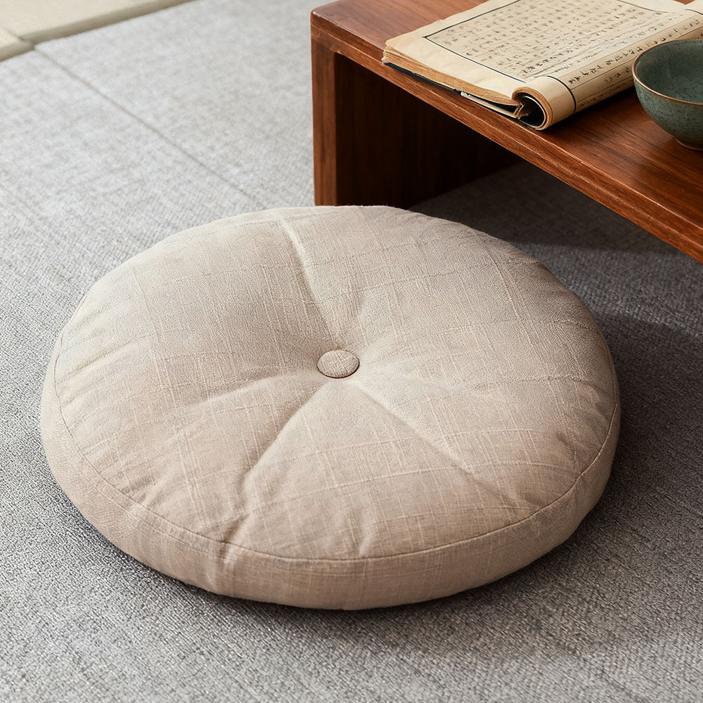 Round Seat Cushion 40x40cm 15cm Thick Firm Futon Meditation Mat Removable Linen Cover Chair Pad for Office Dining Chair Home Decor All Seasons Christmas