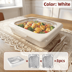Reusable Food Storage Tray Set 4PCS 2-in-1 Plastic Serving Tray with Foil Trays – Holiday Party Containers for Christmas, Thanksgiving, BBQ & Outdoor Gatherings, White, Red & Black
