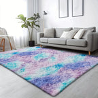 Velvet Shag Area Rug with Non-Slip Backing – Super Soft Plush Indoor Carpet for Living Room, Bedroom & Kitchen, Tie-Dye & Solid Colors, 5 Sizes